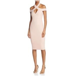 Nookie Hollywood Halter Off the Shoulder Midi Dress in Blush Size XL NWT